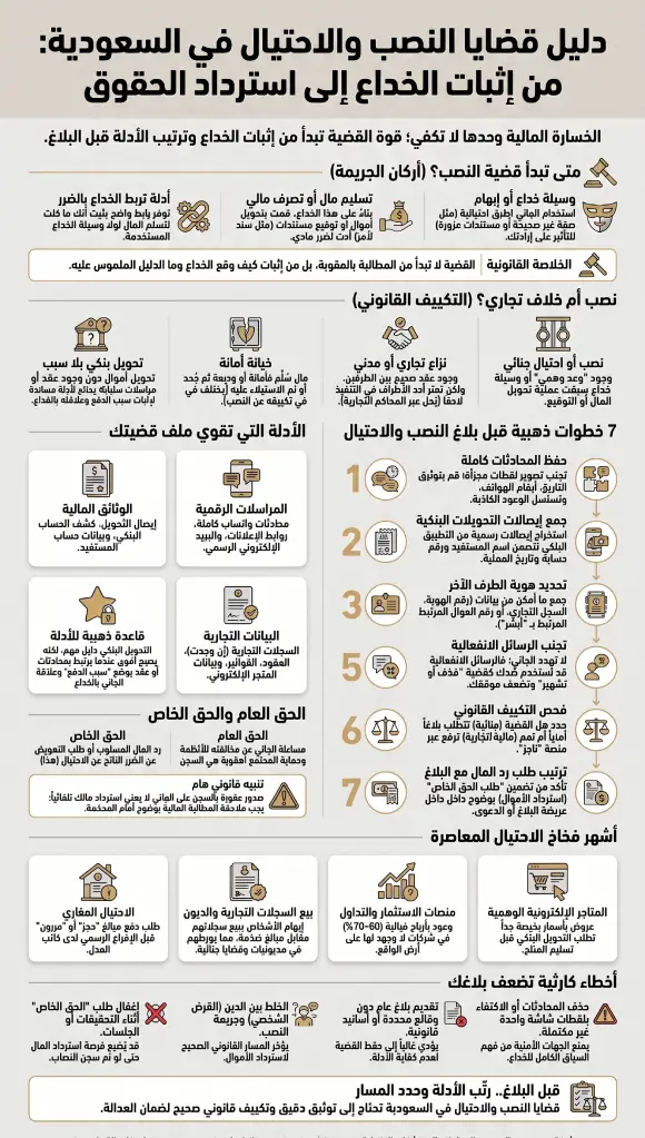 إنفوغرافيك دليل قضايا النصب والاحتيال بالسعودية